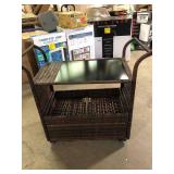 Wicker Outdoor Bar Cart with Storage Cabinet by Karl home Customer Returns See Picture