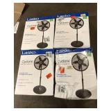 Lot of Lasko 18 in. 3 Speed Oscillating Pedestal Fan with Adjustable Height, Easy Assembly, and Quiet Cooling for Any Room in Black v  Customer Returns See Picture