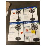 Lot of Lasko 18 in. 3 Speed Oscillating Pedestal Fan with Adjustable Height, Easy Assembly, and Quiet Cooling for Any Room in Black v  Customer Returns See Picture