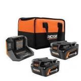 RIDGID 18V Lithium-Ion (2) 4.0 Ah Battery Starter Kit with Charger and Bag Customer Returns See Picture