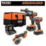 RIDGID 18V Brushless Cordless 2-Tool Combo Kit with Hammer Drill, Impact Driver, (2) Batteries, Charger, and Bag Customer Returns See Picture