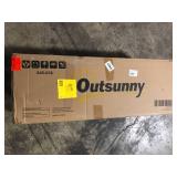 Outsunny 48 in. Steel Portable Backyard Charcoal BBQ Grill and Offset Smoker Combo in Black with Wheels and 2 Storage Shelves     Customer Returns See Picture