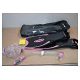 Cressi Adult Palau Fin Snorkel Set -Fin Size XS-S, Pink
