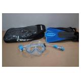 Cressi Adult Palau Fin Snorkel Set -Fin Size M/L, Blue
