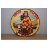 Metal Indian Warrior Motorcycle Sign