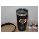 Assorted Harley Davidson -Beer Bucket, Mug, Boot Mark Remover, Coasters