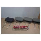Red & Chrome GMC Emblem with 4 Chrysler & Dodge Van Head Rests