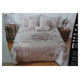 NEW Tache Home Fashion 6-Piece Satin Floral Comforter Set -King, Beige