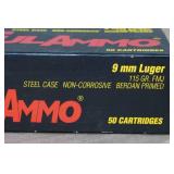 50 TulAmmo 9mm Luger 115 Gr FMJ Steel Case Ammo