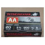 25 Winchester AA 20 Gauge 2-3/4" 8 Shot Shotshells