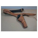 Leather Belt Gun Holster with Ammo Loops
