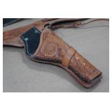 Leather Belt Gun Holster with Ammo Loops