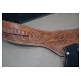 Leather Belt Gun Holster with Ammo Loops