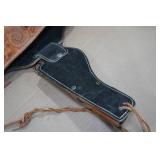 Leather Belt Gun Holster with Ammo Loops