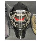 Goalie Gear inc. Helmet (does not inc cert stickers for competition use), HPG RBK JR-L Breezers, and Mesh Bag of Accesories