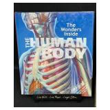 3 Dictionary Books and The Wonders Inside the Human Body. Book Stand Included