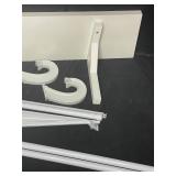 2 Decorative Wall Sconces, White Wall Shelf, and Curtain Rod with Mounting Accessories