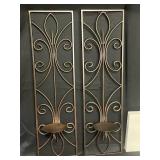 2 Decorative Wall Sconces, White Wall Shelf, and Curtain Rod with Mounting Accessories