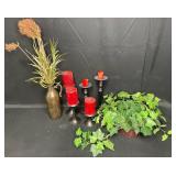 Lot of Nice Artificial Plants & Candles w/ Stands