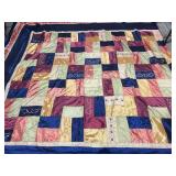 Stunning Patchwork Satin Thin Comforter Jewel Tones - 111"x115"