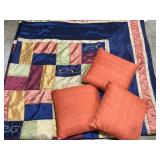 Stunning Patchwork Satin Thin Comforter Jewel Tones - 111"x115"