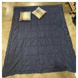 Navy and Sky Blue Reversible Lightweight Comforter - 103"x88" - 2 Throw Pillows included