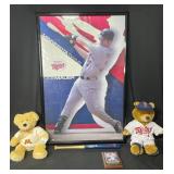 Hall of Famer - Joe Mauer Small Plaque, Framed Joe Mauer Poster, MN Twins Teddy Bear, UofMinn Teddy Bear, MN Twins Mini Baseball Bat