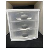 White 3 Cube Storage Tower, White Plastic 3 Drawer Storage (small desktop size), Blue and White Decorative Storage Box