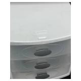 White 3 Cube Storage Tower, White Plastic 3 Drawer Storage (small desktop size), Blue and White Decorative Storage Box