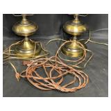 Pair of Beautiful VTG Brass Bass Hurricane Lamps - Electric