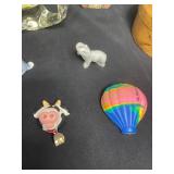 The Art of Chokin Plate w/ 24K Gold Edging Made in Japan, Large Variety of Animal Figurines (mixed materials), Magnets, Small Circular Wooden Storage Box and More!