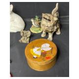 The Art of Chokin Plate w/ 24K Gold Edging Made in Japan, Large Variety of Animal Figurines (mixed materials), Magnets, Small Circular Wooden Storage Box and More!