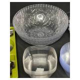 Decorative Hard Plastic Serving Bowls (Variety of Sizes) and Contents of Kitchen Utensils/Knives/etc