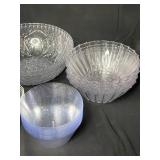 Decorative Hard Plastic Serving Bowls (Variety of Sizes) and Contents of Kitchen Utensils/Knives/etc