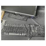 TV Mount and Dell Computer Monitor with 2 Dell Keyboards
