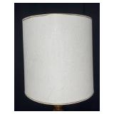 VTG Wooden Base Table Lamp w/ Ivory Shade & Gold Trim
