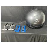 Exercise Ball, Hand/Ankle Weights and Push Up Handles/Grips