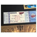 VTG MN Twins Collectibles and Memorabilia inc S. Erickson and R. Bush Trading Cards, Homer Hankies from Various Years, Twins Ticket from the Metrodome and More!!!