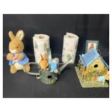 Beatrix Potter Peter Rabbit Collection inc 2 Paper Towel Rolls, Book, Stuffed Animal, Metal House and Metal Watering Can