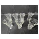 Princess House Heritage Collection Etched Water/Cocktail Pitcher 10.5", Set of 7 VTG Engraved Floral Parfait/Iced Tea/Water Glasses
