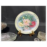 The Peony Garden Plate & Stand, 4 Glass Corn on the Cob Holder Dishes, 8 Salt Dips, 1 Mini Rectangle Dish
