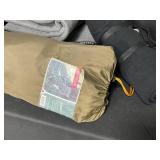 Embark Fold Up Chair, 2 Blankets - 1 Black (Liberty Mutual and One Grey) & Blue Sporting Goods Backpack