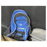 Embark Fold Up Chair, 2 Blankets - 1 Black (Liberty Mutual and One Grey) & Blue Sporting Goods Backpack