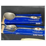 Royal Doulton "Old Country Roses Collection" Silver Plated Serving Spoon and Fork, Henry VIII and His Six Wives Fine Chocolate Mints, 1953 Coronation Handkerchief
