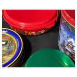 Blue Pot with Lid, 3 Bread Loaf Baking Pans and Fun Christmas Tins/Food Storage Containers