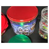 Blue Pot with Lid, 3 Bread Loaf Baking Pans and Fun Christmas Tins/Food Storage Containers
