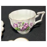 Salisbury Bone China "Devonshire Violets" Teacup, Saucer and Salad Plate