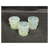 Set of 3 Vintage Frosted Green Bubble Glasses