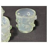 Set of 3 Vintage Frosted Green Bubble Glasses