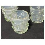Set of 3 Vintage Frosted Green Bubble Glasses